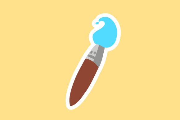 Back to School Paint Brush Sticker Icon