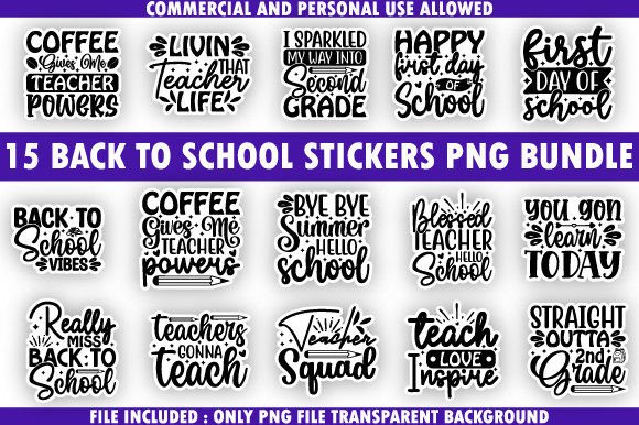Back to School Sticker PNG Bundle