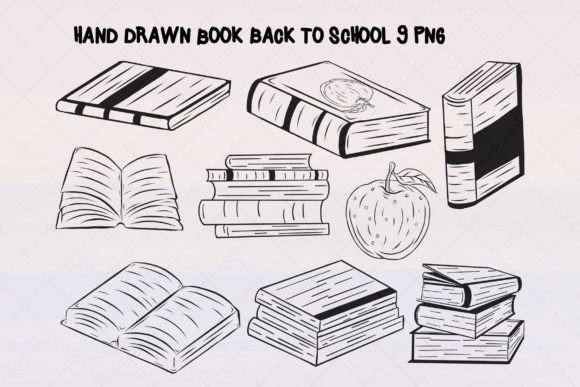 Hand Drawn Book Back to School Line Art: A Versatile, Print-Ready Design Bundle