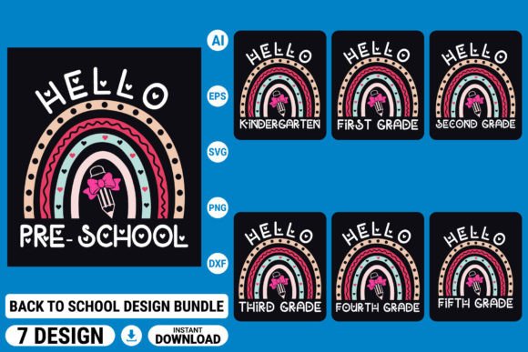 Rainbow Back to School SVG Design Bundle